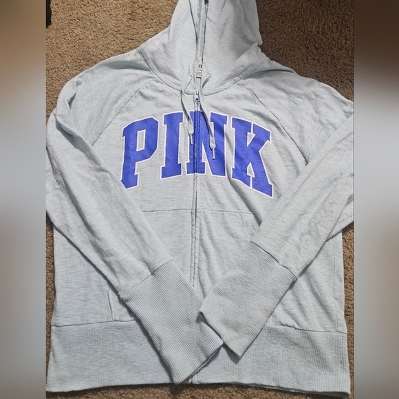 PINK Victoria's Secret Large Vintage Spellout Full Zip Hoodie - Picture 1 of 4